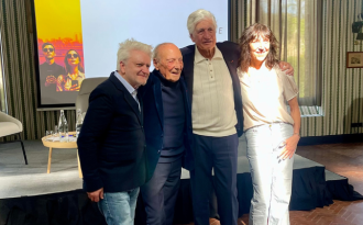 Stéphane Xiberras, Jacques Séguéla, Maurice Lévy et Valérie Decamp au 50e Grand Prix de la communication extérieure, le 3 avril 2025