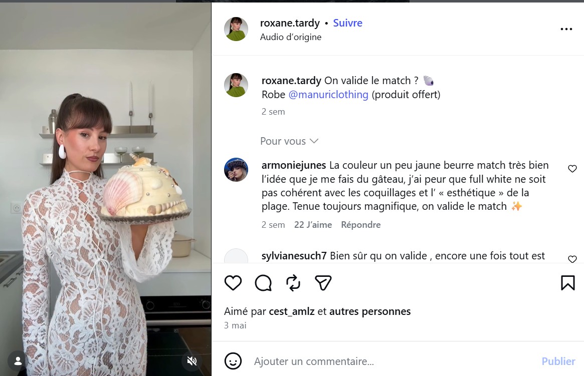 Roxane Tardy assortit toujours ses robes à ses gâteaux.